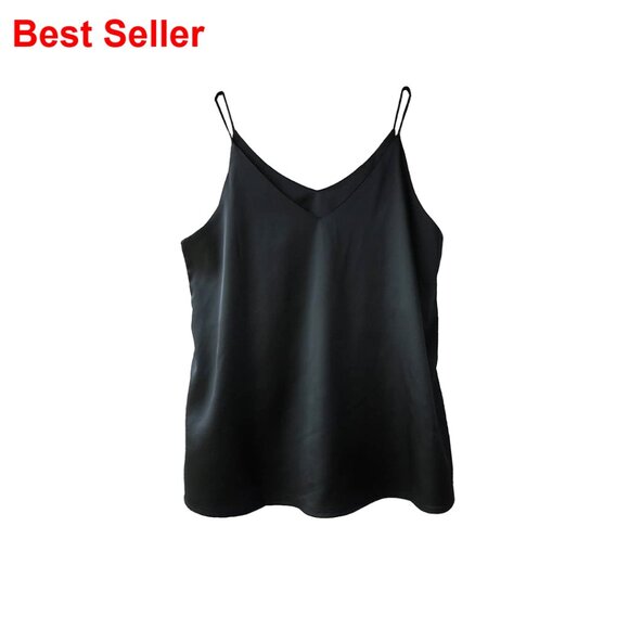 Tops - Silk Satin Camisole V-Neck Spaghetti Strap Tank Top XS-4X